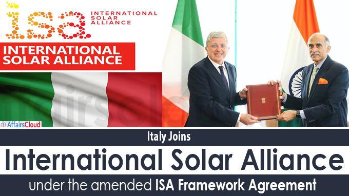 Italy joins International Solar Alliance