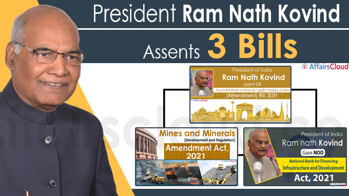 Ram Nath kovind Assents 3 bills new