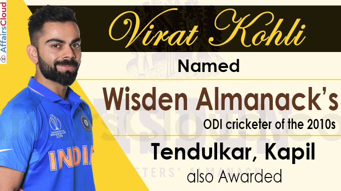 Virat Kohli named Wisden Almanack’s ODI cricketer of the 2010s