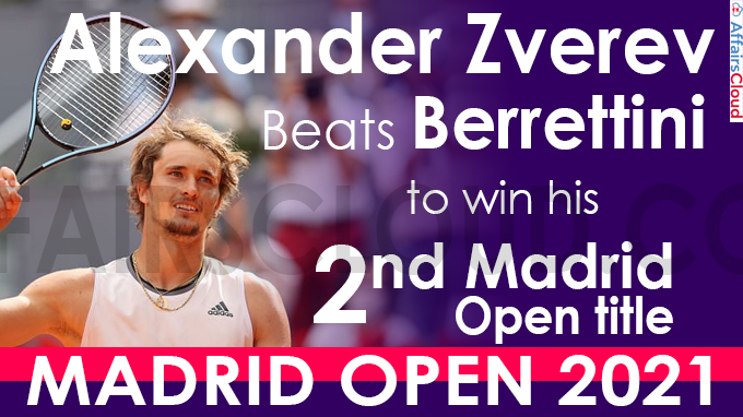 Alexander Zverev beats Berrettini to win his 2nd Madrid Open title