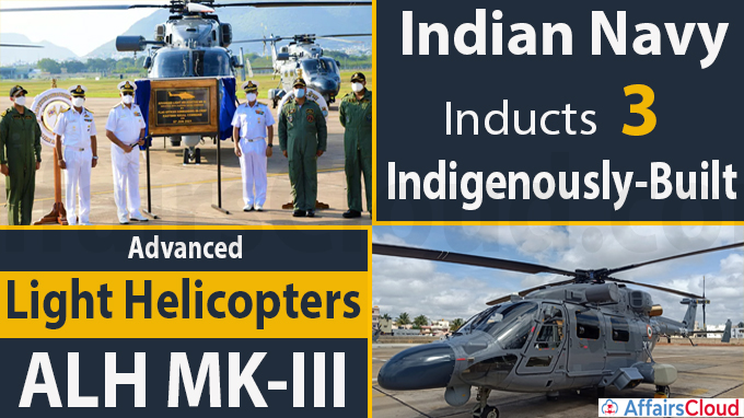 Indian Navy inducts three indigenously-built advanced light helicopters ALH MK-III