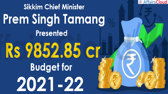 Sikkim CM presents Rs 9852.85 crore budget for 2021-22