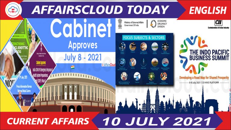 Current Affairs 10 July 2021 Current Affairs 10 July 2021