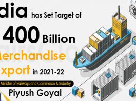 India has set target of USD 400 billion merchandise export in 2021-22