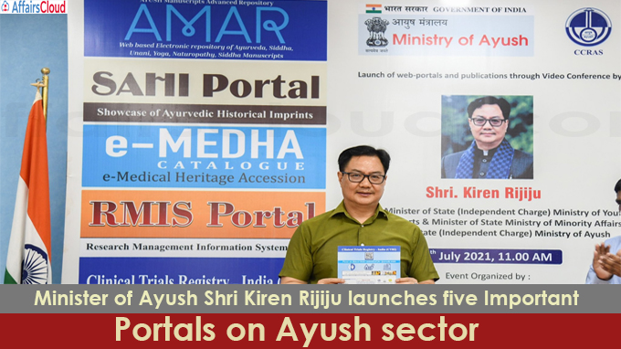 Minister of Ayush Shri Kiren Rijiju launches five Important Portals on Ayush sector