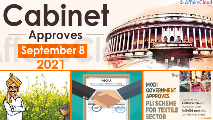 Cabinet Approvals on September 8, 2021