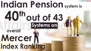 Indian pension system is 40th out of 43 systems on overall Mercer index ranking