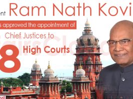 President Kovind clears appointment of chief justices to 8 high courts