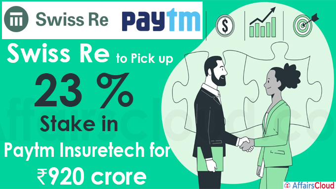 Swiss Re to pick up 23 per cent stake in Paytm Insuretech