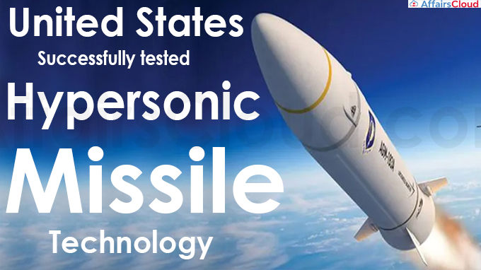 US conducts 'successful' test of hypersonic missile technology