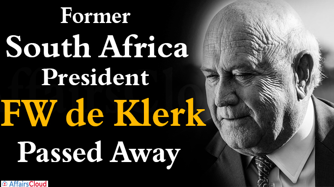 Former South Africa President FW de Klerk dies