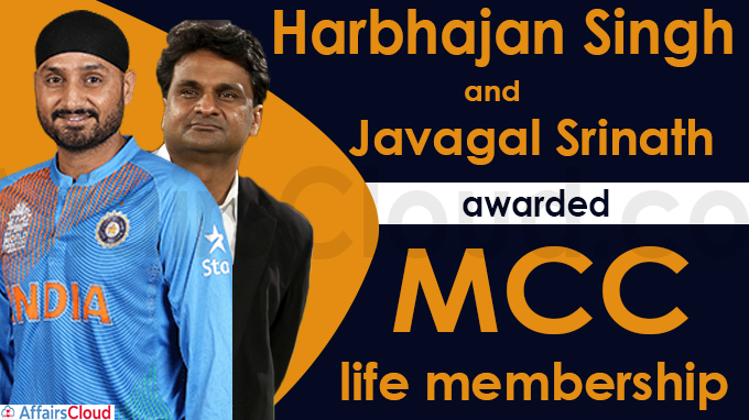 Harbhajan Singh, Javagal Srinath awarded MCC life membership