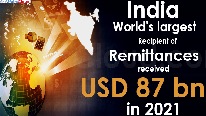 India, world's largest recipient of remittances