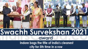 Swachh Survekshan 2021 award