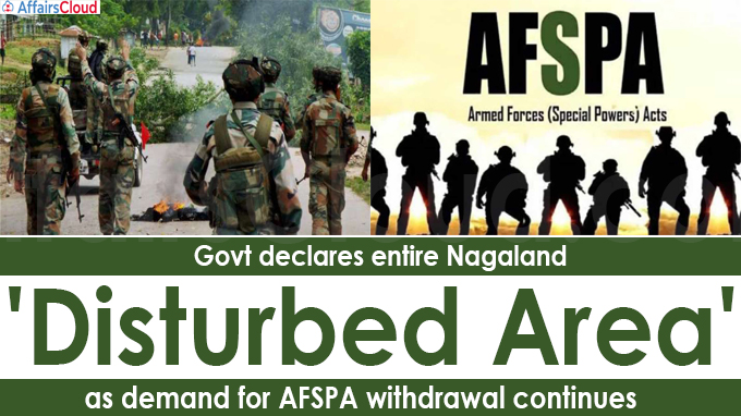 Govt declares entire Nagaland 'disturbed area'
