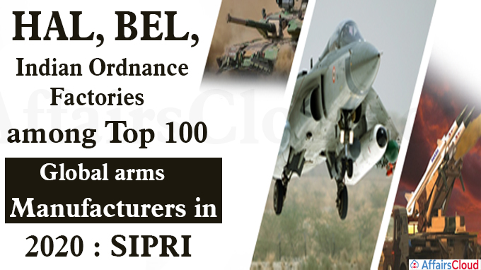 HAL, BEL, Indian Ordnance Factories among top 100 global arms manufacturers in 2020