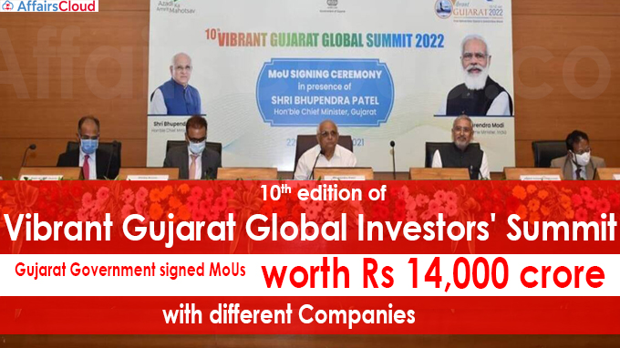 MoUs worth over Rs 14,000 cr signed before Vibrant Gujarat Summit