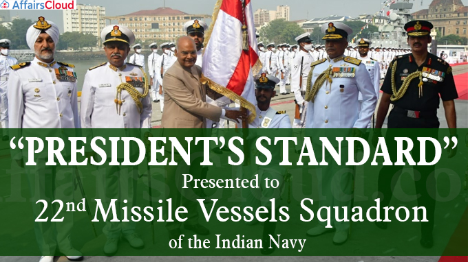 “President’s Standard” presented to 22nd Missile Vessels Squadron