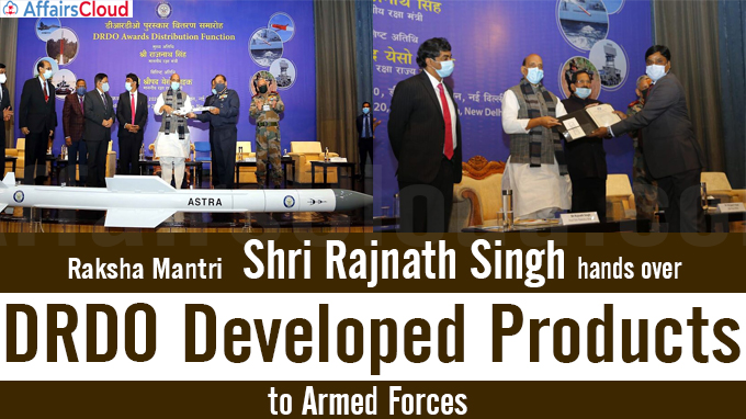 Raksha Mantri Shri Rajnath Singh hands over DRDO developed products to Armed Forces