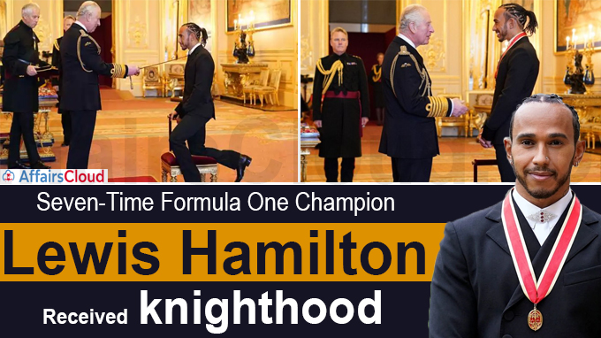 Seven-time Formula One champion Lewis Hamilton receives knighthood