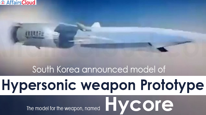South Korean Defence Ministry unveils model for hypersonic weapon prototype