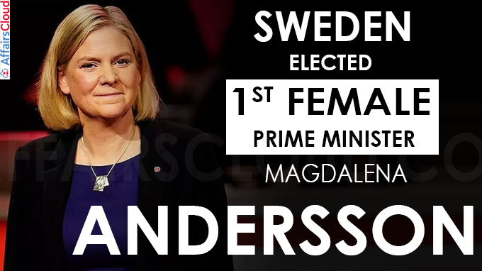 Swedes elect 1st female prime minister Andersson