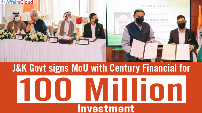 J&K Govt signs MoU with Century Financial for 100 million investment