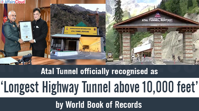 Atal Tunnel officially recognised as ‘Longest Highway Tunnel above 10,000 feet’