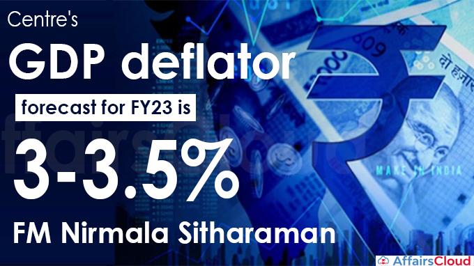 Centre's GDP deflator forecast for FY23 is 3-3.5%