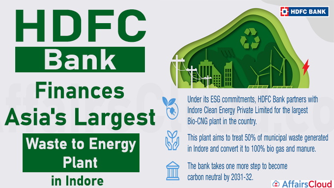 HDFC Bank finances Asia's largest waste to energy plant in Indore