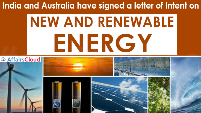 India, Australia sign letter of intent on new and renewable energy technology