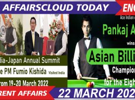 Current Affairs 22 March 2022 English