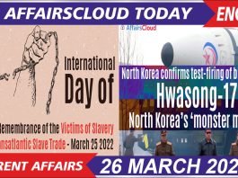 Current Affairs 26 March 2022 English
