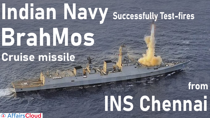 Navy successfully test-fires BrahMos cruise missile from INS Chennai