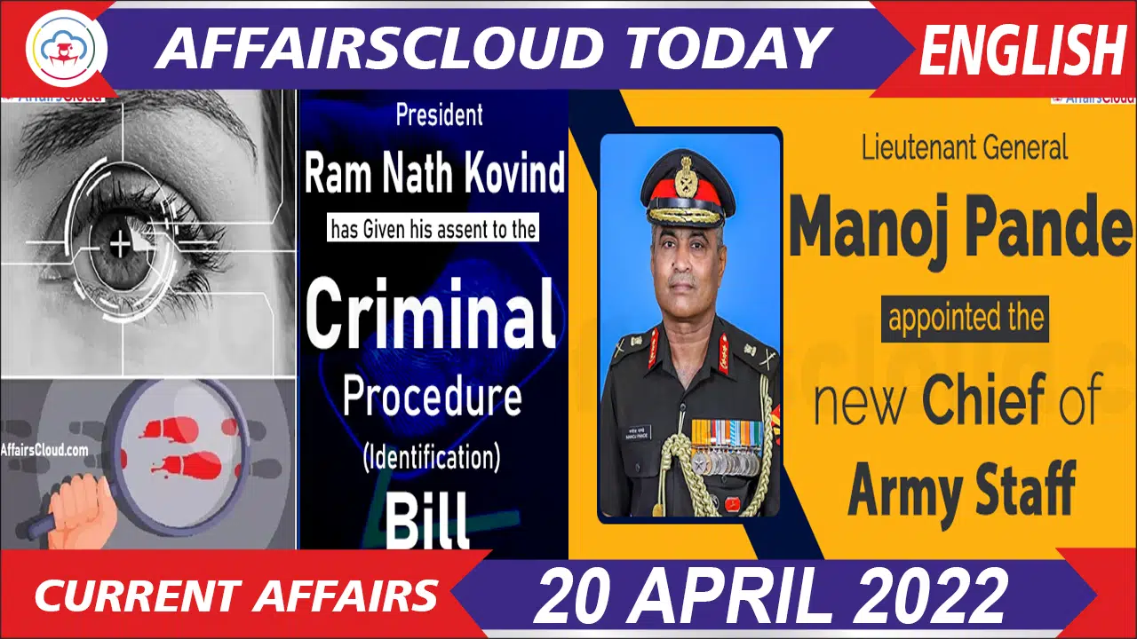 Current Affairs 20 April 2022 English
