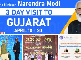 PM Modi ‘s three day visit to Gujarat from April 18 - 20