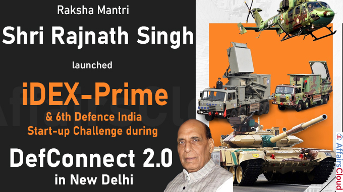 Raksha Mantri Shri Rajnath Singh launches iDEX-Prime & 6th Defence India Start-up Challenge during DefConnect 2.0 in New Delhi
