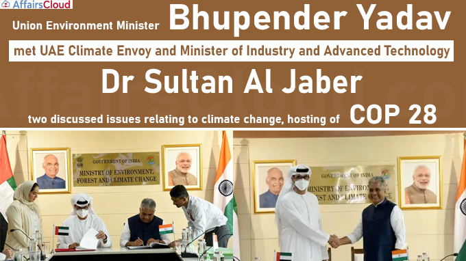 Bhupender Yadav meets UAE climate envoy