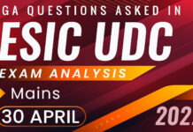 GA Questions asked in ESIC UDC Mains Exam 2022 – 30th April GA Questions asked in ESIC UDC Mains Exam 2022 – 30th April