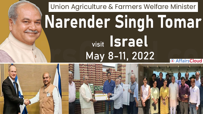 Union Agriculture & Farmers Welfare Minister ‘s visit to Israel from May 8-11