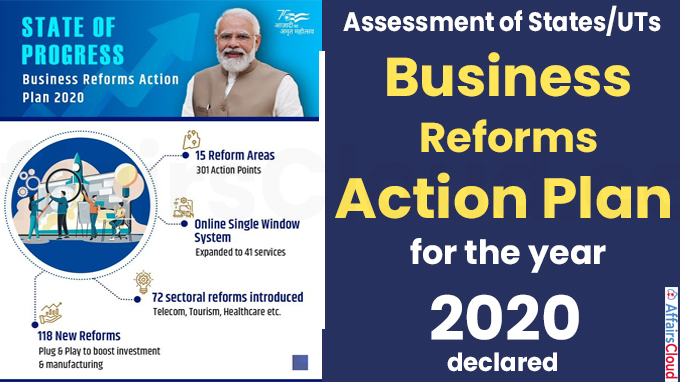 Assessment of States-UTs based on implementation of Business Reforms Action Plan for the year 2020