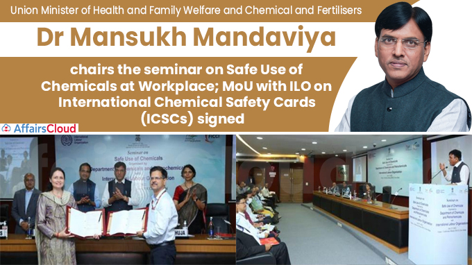 Dr Mansukh Mandaviya chairs the seminar on Safe Use of Chemicals at Workplace