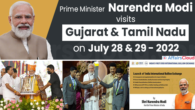 PM Modi visits Gujarat and Tamil Nadu on July 28 and July 29