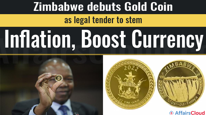 Zimbabwe debuts gold coin as legal tender to stem inflation, boost currency