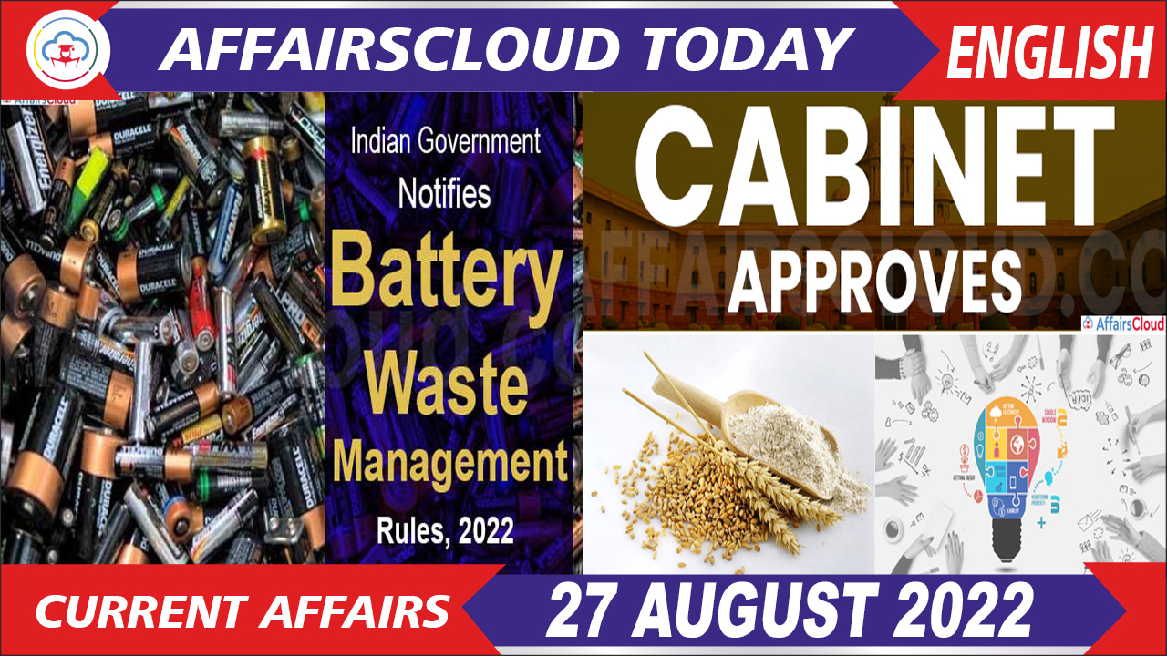 Current Affairs 27 August 2022 English