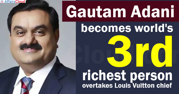Gautam Adani becomes world's 3rd richest person, overtakes Louis Vuitton chief