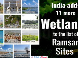 India adds 11 more wetlands to the list of Ramsar Sites