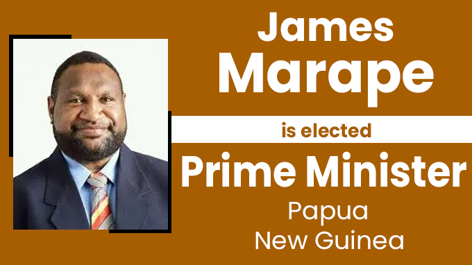 James Marape is elected Prime Minister of Papua New Guinea