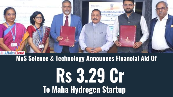 MoS Science & Technology Announces Financial Aid Of Rs 3.29 Cr To Maha Hydrogen Startup
