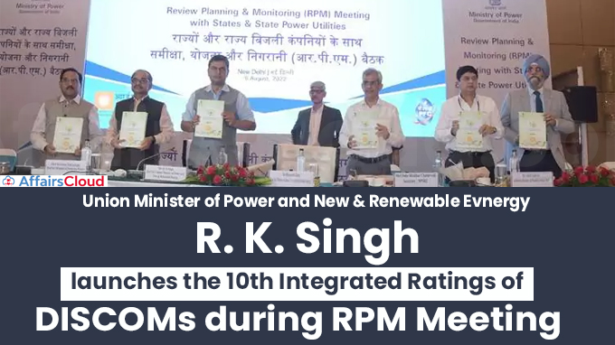 RK Singh launched 10th Integrated Rating of Power Distribution Utilities
